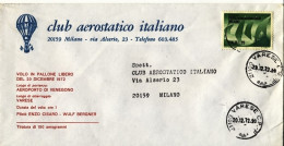 1972-club Aerostatico Italiano Volo In Pallone Libero Del 20 Dicembre Da Aeropor - Airmail