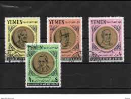 YEMEN ROYAUME 1966 Artisans De La Paix Mondiale De Gaulle, Paul VI Michel 211-213 + 215, Yvert 223-225 + 228 Oblitérés - Yémen