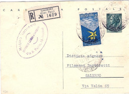 1958-cartolina Postale L.20 Siracusana + Affrancatura Aggiunta Tariffa Raccomand - 1946-60: Poststempel