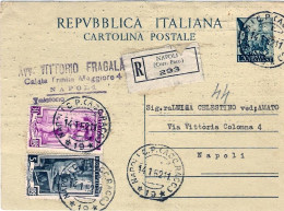 1952-cartolina Postale L.20 Auriga Con Affrancatura Aggiunta Tariffa Raccomandat - 1946-60: Poststempel
