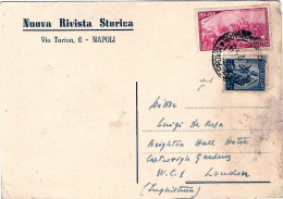 1949-cartolina Commerciale Diretta In Inghilterra Affr. L.5 Democratica + L.20 R - 1946-60: Poststempel
