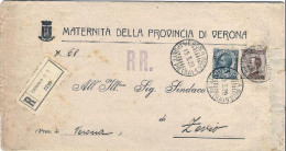 1920-piego Comunale Raccomandato Diretto A Zevio Verona Affrancata 15c. Leoni +  - Marcofilie