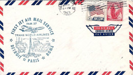 1963-U.S.A. TWA Fam 27 Bollo Azzurro I^volo Postale Detroit Roma Del 2 Maggio - Otros & Sin Clasificación