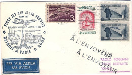1963-U.S.A. TWA Fam 27 I^volo Postale Dispaccio Dall'aeroporto Detroit Roma Del  - Otros & Sin Clasificación