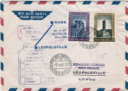 Vaticano-1962 I^volo Alitalia DC 8 Roma Leopoldville Del 6 Aprile (40 Pezzi Tras - Airmail