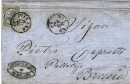 1864-piego Affrancato 15c. DLR Attraversato Da Un Impercettibile Piega Orizzonta - Poststempel