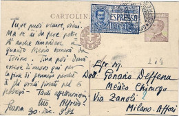 1931-cartolina Postale 30c.Michetti Con Affrancatura Complemento Tariffa Espress - Marcophilie