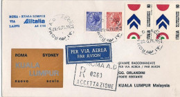 1971-raccomandata Volo AZ 1764 Roma Kuala Lampur Via Alitalia Del 1 Aprile - Poste Aérienne