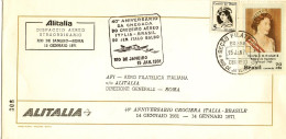 1971-Brasile Alitalia Dispaccio Aereo Straordinario Rio De Janeiro Roma Del 15 G - Poste Aérienne