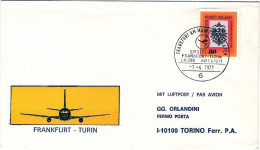 1971-Germania I^volo Lufthansa LH 287 Francoforte Torino Del 1 Aprile (francobol - Lettres & Documents