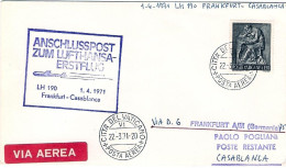 Vaticano-1971 I^volo Lufthansa LH 190 Francoforte Casablanca Del 1 Aprile - Poste Aérienne