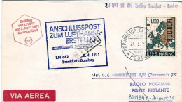 1971-San Marino Aerogramma I^volo Lufthansa LH 642 Francoforte Bombay Del 2 Apri - Airmail