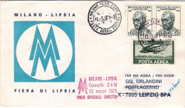 1971-fiera Di Lipsia Volo Speciale Diretto Milano Lipsia Con Caravelle SAM Del 1 - Poste Aérienne