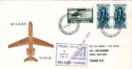 1971-I^volo Alitalia Milano Tunisi Del 5 Aprile Volo Rinviato Al Giorno 12 - Luftpost