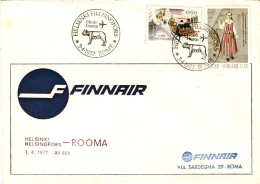 1977-Finlandia Finnair Volo Speciale Helsinki Roma Con AY 865 Del 3 Aprile,non C - Storia Postale