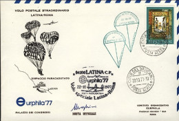 Vaticano-1977 Aerogr. Dispaccio Paracadutato Volo Speciale Latina Roma Del 22 Ot - Posta Aerea