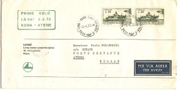 1972-Luxair I^volo Caravelle LG 561 Roma Atene Del 3 Aprile (10 Pezzi Trasportat - Airmail