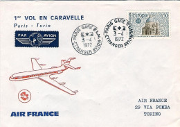 1972-France Francia Air France I^volo Caravelle Parigi Torino Del 3 Aprile - 1961-....