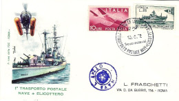 1972-primo Trasporto Postale Nave+elicottero Taranto Grottaglie A Mezzo Della Fr - Poste Aérienne