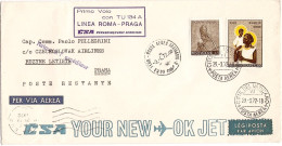 Vaticano-1972 Ufficiale Linee Aeree CSA I^volo Con TU 134 A Roma Praga Del 3 Apr - Airmail