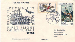 1972-Cecoslovacchia Ufficiale Della CSA I^volo Praga Roma Del 3 Aprile - Aerogrammi