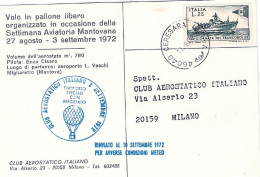 1972-cartolina Del Club Aerostatico Italiano Volo In Pallone Libero Luogo Di Par - Luftpost