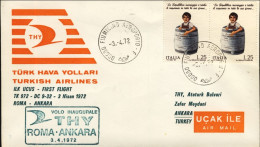 1972-ufficiale Della Turkish Airlines Bollo Verde I^volo THY Roma Ankara Del 3 A - Luftpost