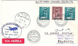 Vaticano-1972 I^volo Lufthansa Boeing LH 614 Ankara Beyrouth Del 1 Aprile - Poste Aérienne