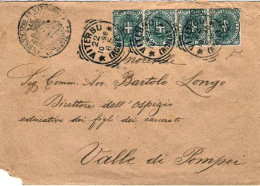 1896-cat.Sassone Euro 75 Busta (angolo Mancante) Affr. Con Bella Striscia Di Qua - Storia Postale