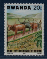 Rwanda, **, Yv 1099, Mi 1224, SG 1151, Bovins Watussi (Bos Primigenius Taurus), - Cows