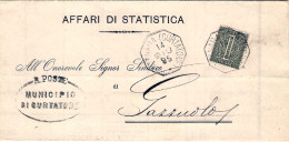 1888-piego Affrancato 1c.Cifra Con Annullo Ottagonale Di Montanara Curtatone - Marcophilia