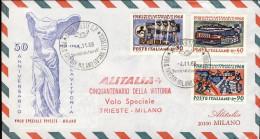 1968-con Annullo Speciale Alitalia Cinquantenario Della Vittoria Volo Speciale T - Poste Aérienne