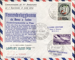 1967-commemorativo Del 50^ Anniversario Del Primo Esperimento Di Posta Aerea Vol - 1961-70: Marcophilie