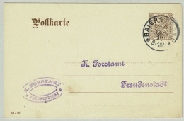 Württembergische Post 1912, Dienstpostkarte Baiersbronn - Freudenstadt - Postwaardestukken
