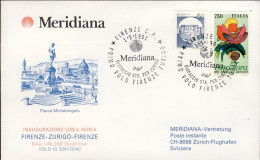 1991-inaugurazione Linea Aerea Meridiana Firenze Zurigo Dispaccio Volo Straordin - Luftpost