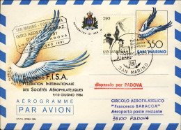 1991-San Marino Intero Postale Per Il Giro Aereo Internazionale D'Italia Locarno - Poste Aérienne