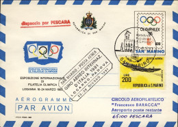 1991-San Marino Intero Postale Per Il Giro Aereo Internazionale D'Italia Locarno - Luftpost