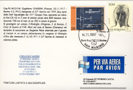 1997-San Marino Aerogramma Cartolina Commemorativa Capitano Pilota Guglielmo Chi - Airmail