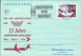 1985-Nazioni Unite 9sh.Tag Der Aerophilatelie Con Il Bollo Per Il 25 Anniversari - Other & Unclassified