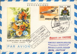 1991-San Marino Intero Postale Per Il Giro Aereo Internazionale D'Italia Locarno - Poste Aérienne