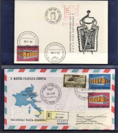 1969-cat.Pellegrini Euro 80 Folder Con Lettera + Cartolina Volo Speciale Mirano  - Poste Aérienne