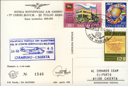 1991-San Marino Cartolina Illustrata Scuola Sottufficiali A.M. Caserta Cachet Gi - Airmail