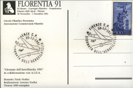 1991-cartolina Illustrata Firenze Giornata Dell'aerofilatelia Del 30 Novembre - 1991-00: Storia Postale