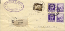 1942-piego Ospedaliero Raccomandato Affrancato 10c. Imperiale + Coppia Propagand - Marcofilie