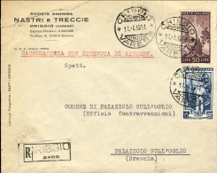1951-busta Raccomandata Affrancata L.50 Democratica + L.15 Italia Al Lavoro Annu - 1946-60: Poststempel