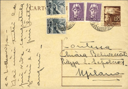 1946-intero Postale L.1,20 Fiaccola Con Affrancatura Aggiunta Due 50c. Imperiale - 1946-60: Poststempel