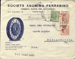 1922-busta Con Intestazione Pubblicitaria Della Societa' Anonima Ferrabino Fabbr - Marcophilie