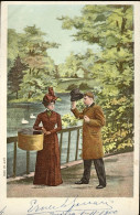 1900-cat.Sassone Euro 42,5 Cartolina Illustrata "coppia D'innamorati" Affrancata - Koppels