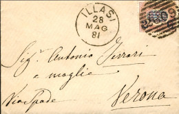 1881-busta Affr.2c. Su 0,20 Annullo A Linee Di Illasi Verona (raro L'annullament - Marcophilia