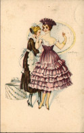 1918-cartolina Illustrata "dama Intenta A Vestirsi Con L'aiuto Della Cameriera"  - Women